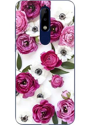 Силіконовий чохол бампер для nokia 5.1 2018 з картинкою квіти