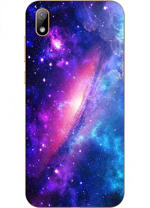 Силиконовый чехол бампер для huawei y5 2019 с картинкой галактика