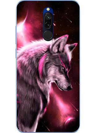 Силиконовый чехол бампер для xiaomi redmi 8 с картинкой волк