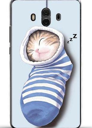 Силиконовый чехол бампер для huawei mate 10 с картинкой котенок