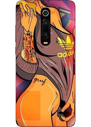 Бампер силиконовый чехол для xiaomi mi 9t / k20 / mi 9t pro / k20 pro с картинкой девушка в майке adidas