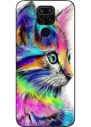 Силиконовый чехол с рисунком для xiaomi redmi note 9 разноцветный котик