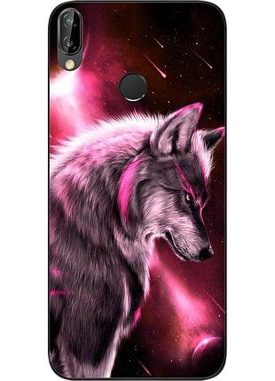 Силиконовый чехол для huawei p20 lite с картинкой волк