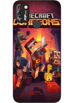 Силиконовый чехол с картинкой для tecno pop 4 pro игра майнкрафт