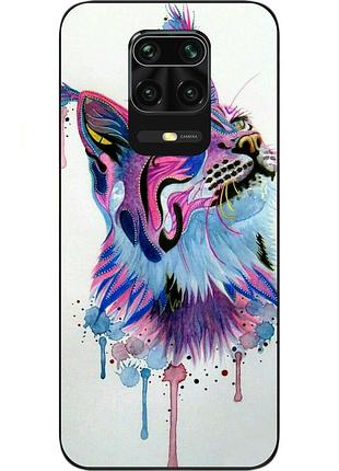 Силіконовий чохол бампер для xiaomi redmi note 9s / note 9 pro з картинкою рись акварель