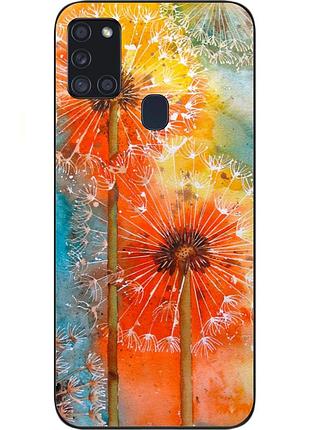 Силиконовый чехол бампер для samsung a21s galaxy a217f с картинкой одуванчики