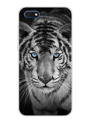 Чехол бампер с картинкой (силикон) для huawei y5 2018 белый тигр