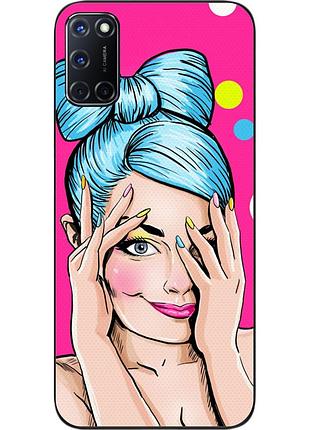 Силиконовый чехол для oppo a52 с картинкой девушка поп арт