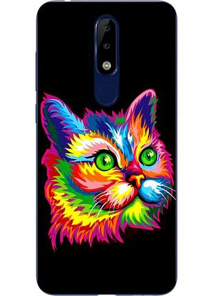 Силіконовий чохол з малюнком для nokia 5.1 2018 яскравий кіт