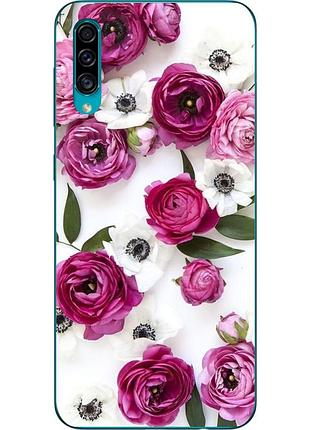 Силиконовый чехол бампер для samsung a30s galaxy a307f с картинкой цветы
