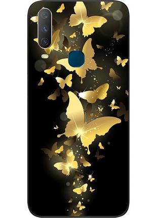 Силіконовий чохол для vivo y15 з картинкою золоті метелики