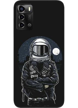 Силиконовый чехол бампер для zte blade a72 с картинкой космонавт и луна