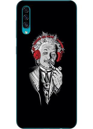Чехол силиконовый для samsung a30s galaxy a307f с картинкой эйнштейн в наушниках
