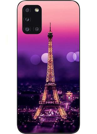 Бампер силиконовый чехол для samsung a31 galaxy a315f с картинкой париж ночью