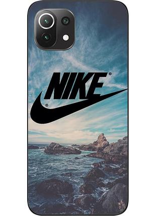 Силиконовый чехол для xiaomi mi 11 lite с картинкой логотип nike