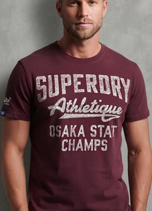 Мужская бордовая футболка superdry xl 100%хлопок