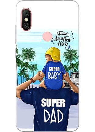 Чехол бампер для xiaomi redmi note 6 pro с принтом супер папа