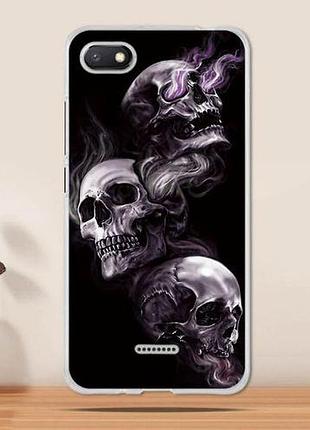 Оригинальный чехол накладка для xiaomi redmi 6a с картинкой три черепа