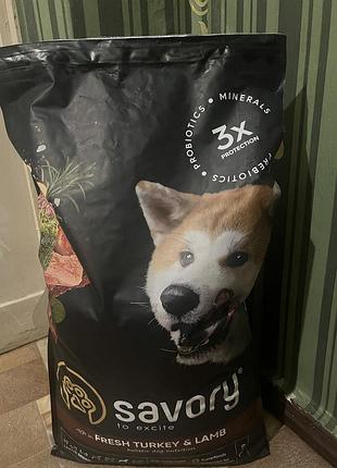 Відкритий cухий корм для собак savory large breeds fresh 12 кг - індичка та ягня
