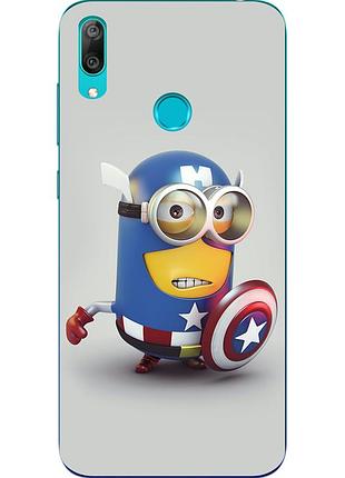 Силіконовий чохол бампер для huawei y7 2019 з картинкою міньйон капітан америка