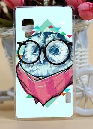 Силіконовий чохол бампер для lg l5 ii dual e455 з картинкою сова в окулярах