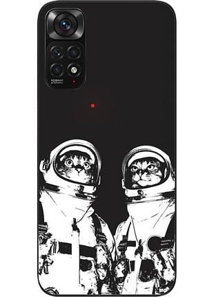 Силиконовый чехол бампер для xiaomi redmi note 11 / note 11s с картинкой космонавты коты
