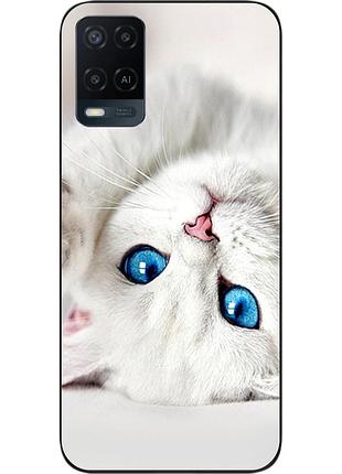 Оригінальний чохол для oppo a54 з картинкою білий котик