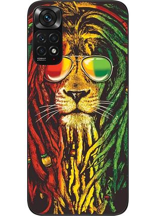 Силиконовый чехол для xiaomi redmi note 11 / note 11s с картинкой лев растаман