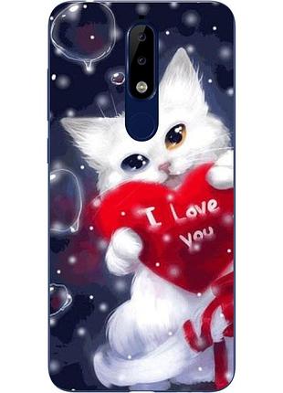 Силіконовий чохол для nokia 5.1 2018 з картинкою котик з серцем