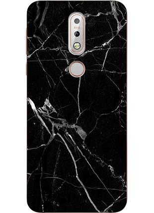 Силіконовий чохол для nokia 7.1 з картинкою мармур чорний