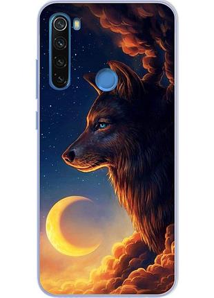 Чохол силіконовий для xiaomi redmi note 8t з картинкою місяць і вовк