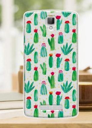 Силиконовый чехол накладка для zte blade l5 plus / l5 кактусы