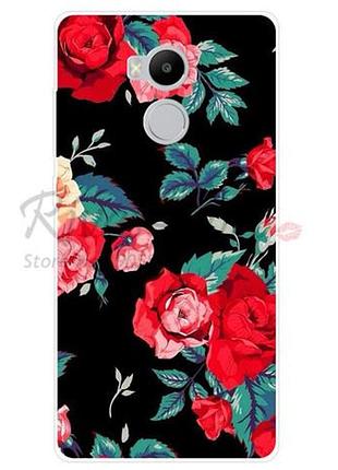Чехол с картинкой (силикон) для xiaomi redmi 4 pro / redmi 4 prime розы на черном фоне