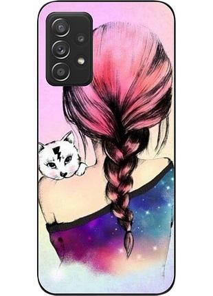 Силіконовий чохол для samsung a52 galaxy a525f з картинкою дівчина з кошеням