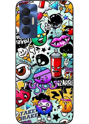 Силиконовый чехол для tecno spark 8p с картинкой стикеры