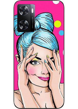 Силиконовый чехол для oppo a57s с картинкой девушка поп арт