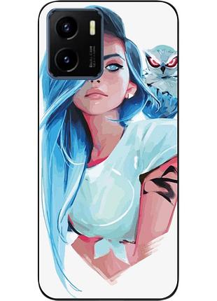 Силиконовый чехол epik для vivo y15s с картинкой девушка с совой