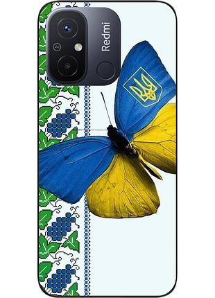 Оригинальный чехол для xiaomi redmi 12c с картинкой патриотическая бабочка