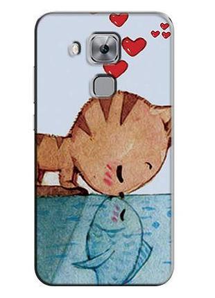 Оригинальный чехол накладка для huawei nova plus с картинкой поцелуй кота