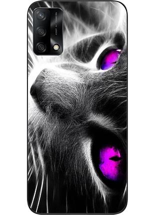 Силиконовый чехол для oppo a74 с картинкой красивый кот