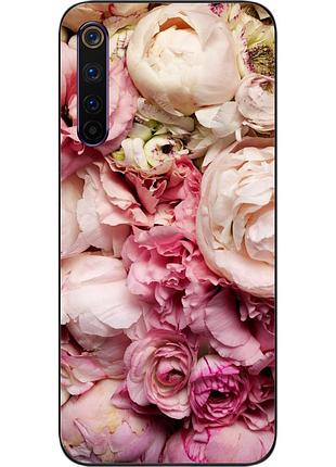 Чехол силиконовый для realme 6 с картинкой пионы