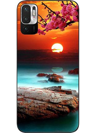 Силиконовый чехол для xiaomi redmi note 10 5g с картинкой красивый закат