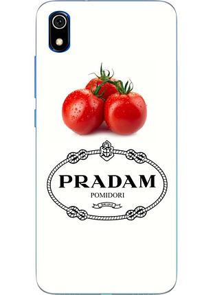 Антибрендовый силиконовый чехол для xiaomi redmi 7a с картинкой pradam pomidori