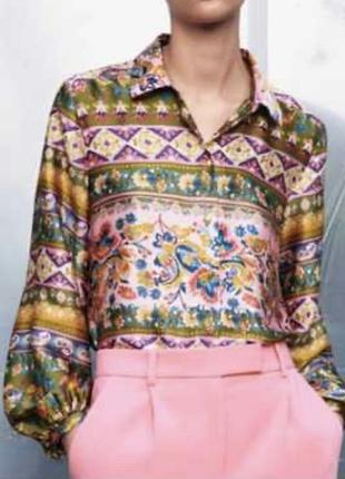 Zara блуза яскрава різнобарвна поліестер