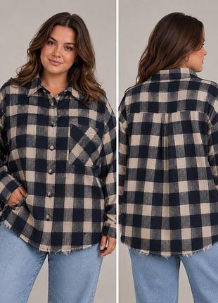 Asos design жіноча тепла oversize сорочка в клітинку, 100% бавовна, uk 18 / eu 46