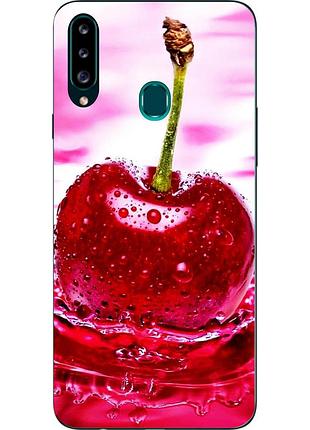 Силиконовый чехол для samsung a20s galaxy a207f с картинкой вишня