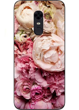 Чехол силиконовый для xiaomi redmi 5 plus с картинкой пионы