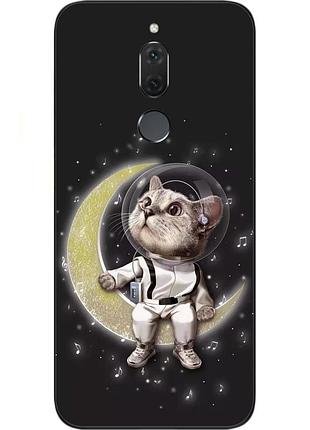 Силиконовый чехол для huawei mate 10 lite с картинкой кот на луне
