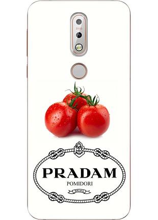 Антибрендовый силиконовый чехол для nokia 7.1 с картинкой pradam pomidori