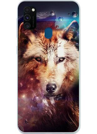 Чехол силиконовый для samsung m30s galaxy m307f с картинкой космический волк